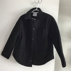 Old Navy Black Quilted Snap-Front Shirt Jacket